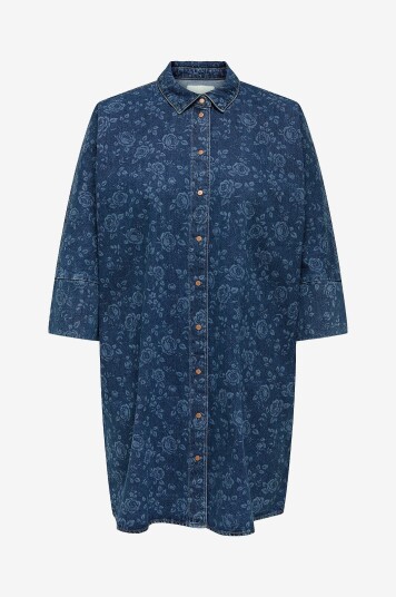 Only Carmakoma Denimkjole carGrace 3/4 Rose Dnm Dress Pim Blå Only Carmakoma Denimkjole carGrace 3/4 Rose Dnm Dress Pim Blå