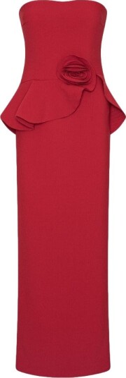ROTATE Long Flower Strapless Dress Kjole Rød 38