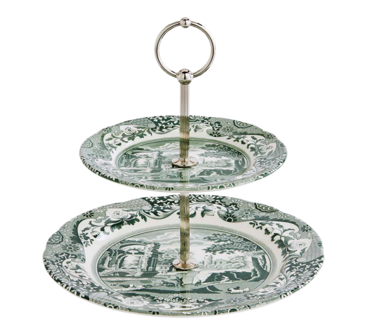 Spode Heritage Green Italian Etasjers Kakefat Grønn