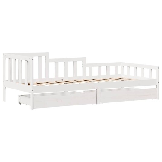  Dagseng med skuffer hvit 90x200 cm heltre furu