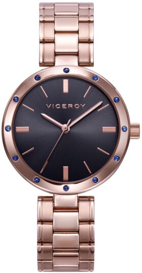 Viceroy Dameklokke 401148 17 Classic Sort/Rose gulltonet stål Ø32 mm