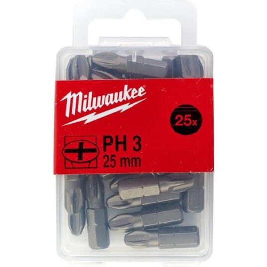 Milwaukee PH3 Bits 25-pakning 25 mm Maskintilbehør & forbruk Milwaukee PH3 Bits 25-pakning 25 mm Maskintilbehør & forbruk