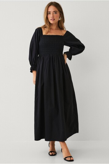 Ellos Collection Smock kjole i bomull Svart