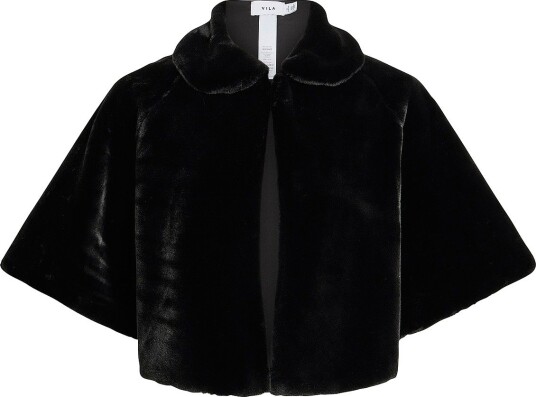 Vila   Fuskepelsjakke Vifully Short Faux Fur Cape/Ef   Svart