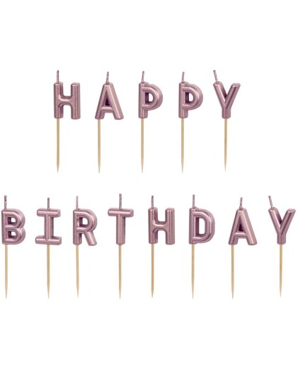Partydeco Happy Birthday Kakelys 2.5 cm Rosegull