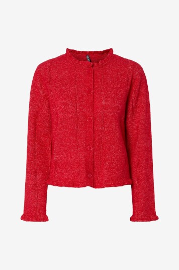 pieces   Kardigan pcJasmijn LS O neck Knit Cardigan B   Rød