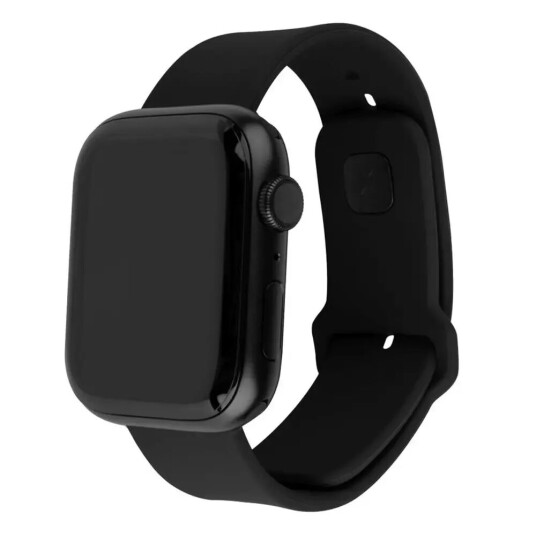 Fixed Apple Watch (42 / 44 / 45 / SE / 49 mm) Sporty Wide Silikonremsett - Svart