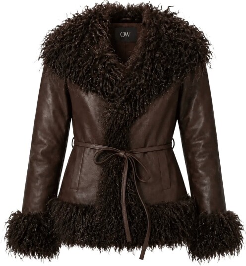 OW Collection Idun Faux Fur Jacket   BROWN MIX   S