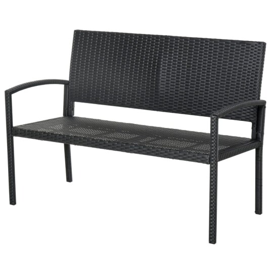 Polyrattan Hagebenk Parkbenk 2 Seters Flettet Stål Svart B122 X D60 X H87Cm Polyrattan Hagebenk Parkbenk 2 Seters Flettet Stål Svart B122 X D60 X H87Cm