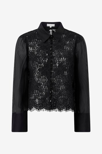 byTimo Blondebluse Striped Organza Lace Shirt Svart byTimo Blondebluse Striped Organza Lace Shirt Svart