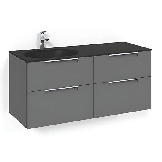 Macro Design Crown Servantskap 4-skuff - med Venstre Glasservant 120cm Antrasitt / Grip Glass Edge Svart Macro Design Crown Servantskap 4-skuff - med Venstre Glasservant 120cm Antrasitt / Grip Glass Edge Svart