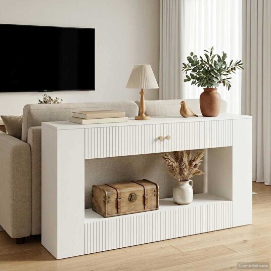 vidaXL Konsollbord Høgglans Hvit 155 x 29 x 74 cm Konstruert tre