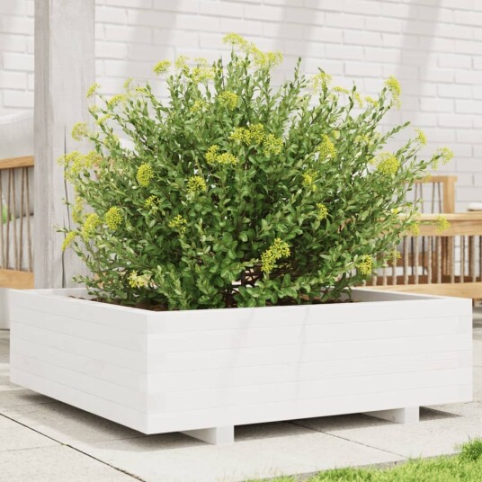 Plantekasse hvit 80x80x26,5 cm heltre furu