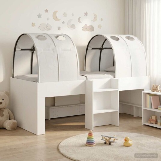  Seng med tunnel 4 pcs Hvit Konstruert tre