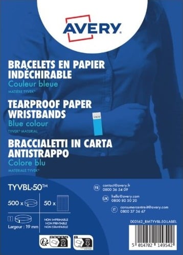 Avery Tyvbl 50 Arrangementarmbånd Blå Papir Monokromatisk Unisex Klebende