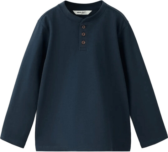 Mango Buttoned Cotton T Shirt Navy 12 18M