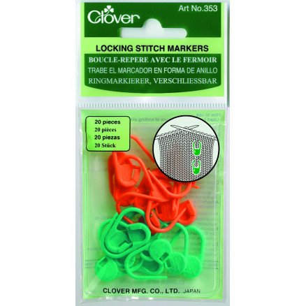 Clover Stitch Markers 20 stk i grønn og oransje