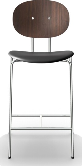 Sibast Furniture Piet Hein Barkrakk Krom Valnøtt og Sort Lær