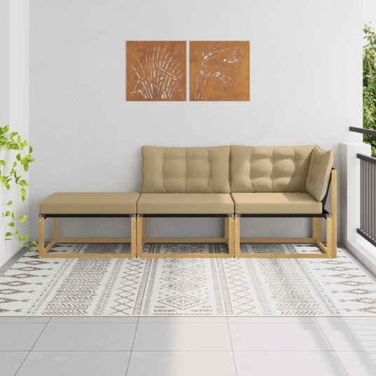 vidaXL Sekjsonsofaenheter med pute Hvit 241,5 x 83 x 73 cm