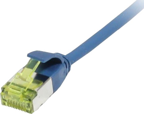 SYNERGY Patchkabel RJ45 CAT6A 500Mhz 1,0m blau U/FTP slimline rund d=3,8mm TPE/LSZHSuperflex AWG32 mit CAT7 Rohkabel Synergy 21