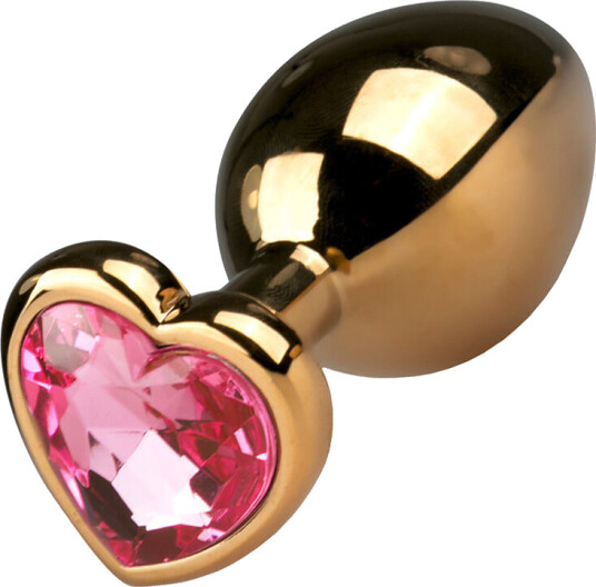 EasyToys: Metal Butt Plug No. 7 with Heart, medium, gull/rosa