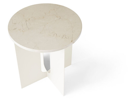 Audo Copenhagen Androgyne sidebord marble ivory, ø 42 cm, ivory stålstativ