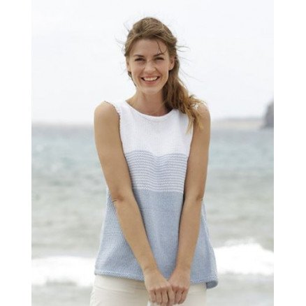 Sea Line by DROPS Design Stripet topp Strikkeoppskrift str S XXXL