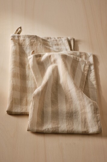 Jotex Kjøkkenhåndkle i Linmiks 2pakke Beige SANNE 212921901136