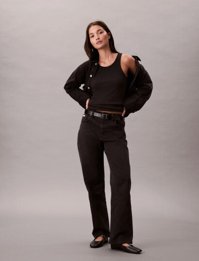 Calvin Klein Jeans High Rise Straight Ck Essential Black LG/25