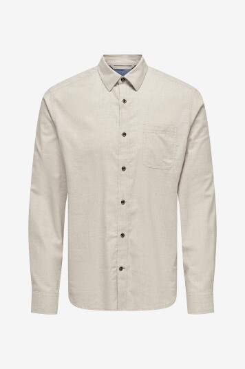 ONLY & SONS - Skjorte onsRoad Life Reg Melange LS Shirt - Grå