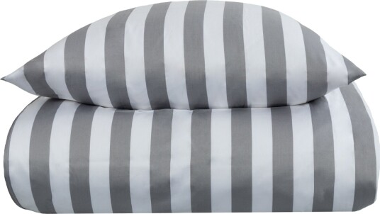 Borg Living Sengetøy - 200x220 cm - Nordic Stripe Grey - Grå og hvit - 100% bomullsateng