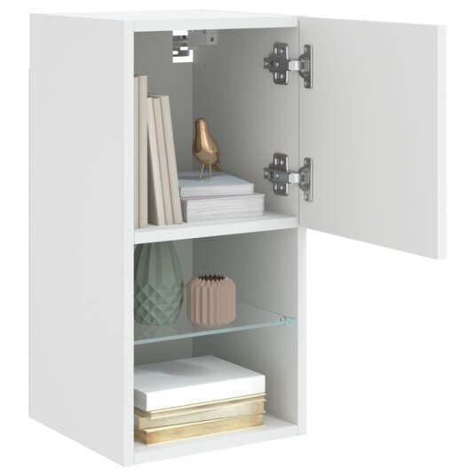 vidaXL TV-benker med LED-lys 2 stk hvit 30,5x30x60 cm 8721012255722 vidaXL TV-benker med LED-lys 2 stk hvit 30,5x30x60 cm 8721012255722