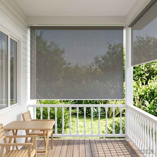 vidaXL Utendørs Rullegardin 90% UV-blokk Lysegrå 300 x 230 cm HDPE