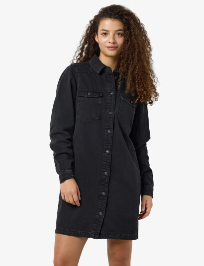 NOISY MAY Nmnew Signe L/S Denim Dress Vi001Bl Noos - Black - S