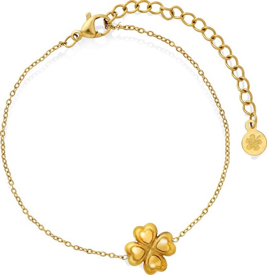 Frida Leonore by Gulldia Lucky armbånd i forgylt stål med firkløver