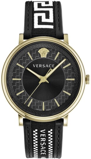 Versace Herreklokke VE5A01921 V Circle Sort/Lær Ø42 mm
