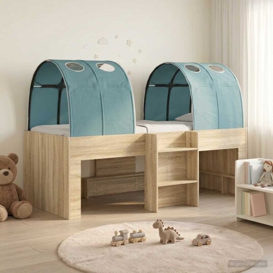  Seng med tunnel 4 pcs Sonoma eik og lyseblå Konstruert tre