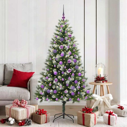 Kunstig leddet juletre med flocket snø Grønn og hvit 180 cm Kunstig leddet juletre med flocket snø Grønn og hvit 180 cm