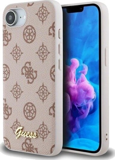 GUESS Peony Script Logo MagSafe iPhone 16e Case - Brown