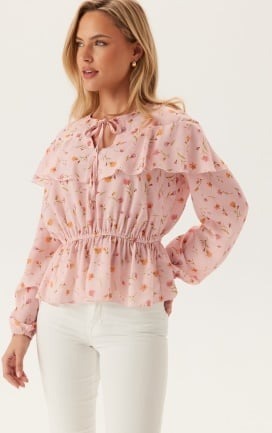 BUBBLEROOM Flounce Blouse Pink/Floral S