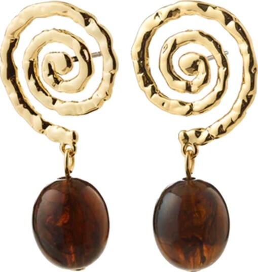 Pilgrim Still Earrings Gold Plated/Brown   Gold   ONE SIZE