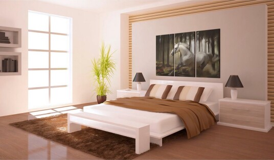 Bilde A white horse in the middle of the trees 90x60 Artgeist sp. z o. o.