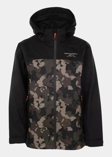 Swedemount Bodö Rain Jacket Jr Black/Green Camouflage 150 Regnjakker