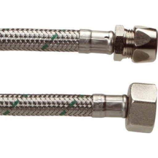 Tilkobingsslange rustfri stålflett 3/8" 10 mm 300 mm
