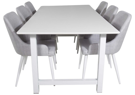 Venture Design Count & Plaza spisegruppe Hvit/grå 6 st stoler & bord 220 x 100 cm
