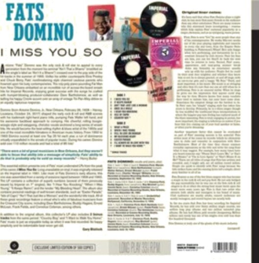 Fats Domino I Miss You So Uk Vinyl