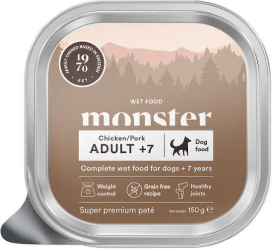 Monster Dog Senior Paté Kylling/Svin Kornfri 150 g Våtfôr
