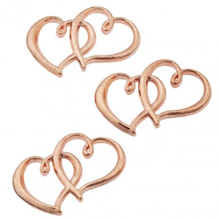 Diverse Smykkevedheng Charms Hjerte Metall Rosegull 31x22mm 10 stk