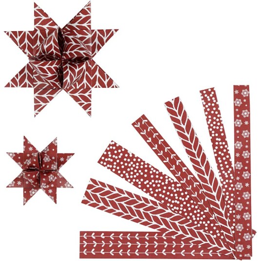 Stjernestrimler Creativ Company Hvit/Rød 60 Strimler/1 Pk