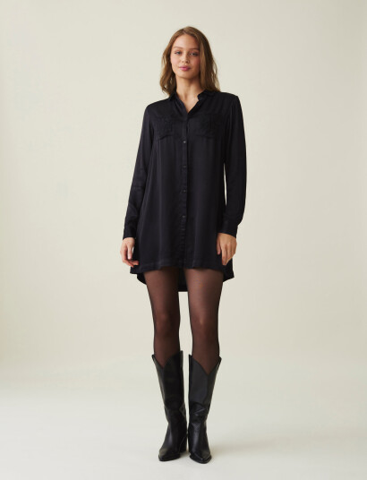 Lexington Clothing Isabel Embroidered Satin Dress - Black - XS Lexington Clothing Isabel Embroidered Satin Dress - Black - XS